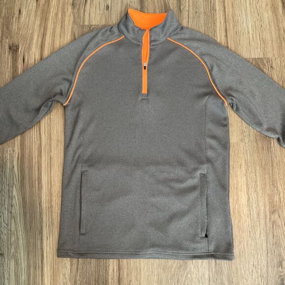 Slazenger Golf Pullover Long Sleeve 1/4 Quarter Zip‎ Kids Size Large Gray Orange - Picture 2 of 7